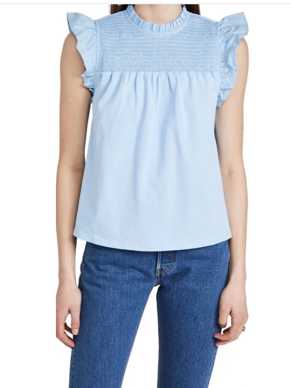 English Factory Light Blue Smocking Yoke Tee Size S